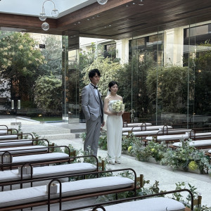 式場で二人|781361さんのAQUA GARDEN TERRACE(アクアガーデンテラス)/テイクアンドギヴ・ニーズウェディングの写真(2589553)
