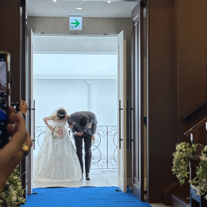 挙式終わりです。|781379さんのアルカンシエル luxe mariage 大阪（アルカンシエルグループ）の写真(2589602)