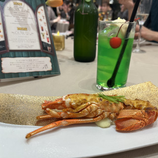 ドリンクとエビ