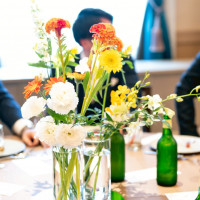 フラワービュッフェ後のテーブル装花
