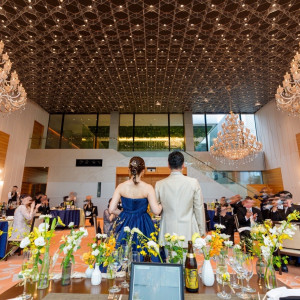 テーブルの装花やクロスなど希望通りで素敵な雰囲気でした|781980さんのNIIGATA MONOLITH ～新潟モノリス～の写真(2612878)