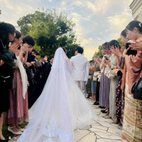 ロングベールでフラワーシャワーの道を歩きました