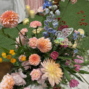 高砂の花たち　色合いがとても好きです|782012さんのアーヴェリール迎賓館（高松）/テイクアンドギヴ・ニーズウェディングの写真(2594126)