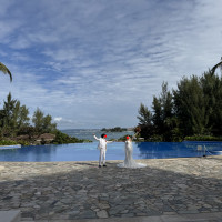 プール前でのフォトシューティング