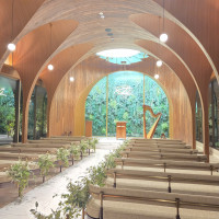 お気に入りの緑と木の温もりのある式場。リニューアルしたてです