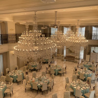 上から見た、ティファニーブルーな披露宴会場。