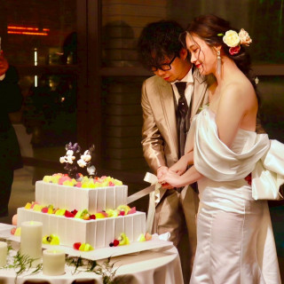 ケーキ入刀の時の写真です