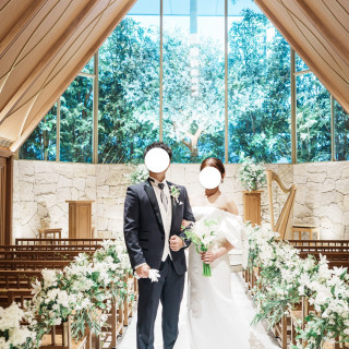 チャペルで。挙式練習の後に前撮り風に撮ってもらいました!