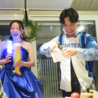 中座後入場の際にビールサーバーを持って入場