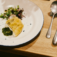 アナゴとモッツァレラのフリットサルサヴェルデ