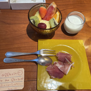 メイクしてる間にシェフから差し入れがありました。|785181さんのジャルダン・ドゥ・ボヌールの写真(2612632)