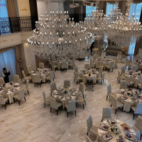 ダブル階段の上から会場をみたところ