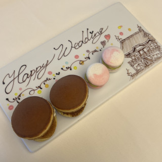 試食の最後にクリームどら焼きとマカロン、デコレーション付き