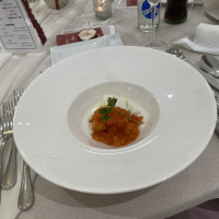 熱々石焼き芋とサーモン 色々たまごのソース