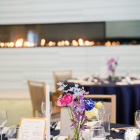 披露宴会場の客席、客席横の暖炉