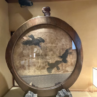 屏風を屋久杉の枠で保存したオブジェ