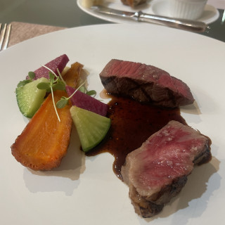 試食のお肉と野菜