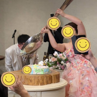 新郎のファーストバイトは特大スプーンを選びました！