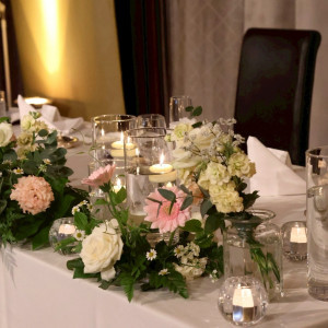 高砂の周りにキャンドルと花を置いて可愛くして頂きました。|788205さんのグランドプリンスホテル広島の写真(2624181)