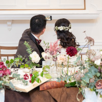 テーブル装飾と新郎新婦