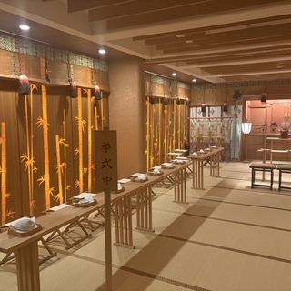 かべは竹柄でした