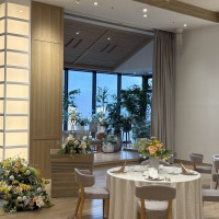 ブラウン基調の会場のフォトスポット