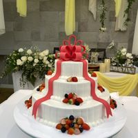ケーキカタログの中から選びリボンの色を好きな色に変更できた。