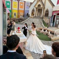 ケーキ入刀中庭