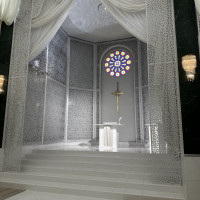 上のガラスから光が差し込むと綺麗です！