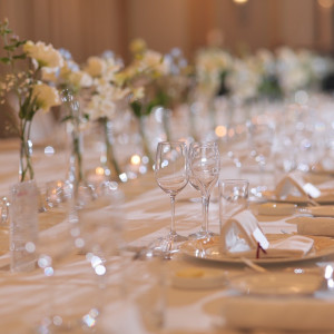 キャンドルと合わせることで空間を埋めつつ華やかにできました。|791419さんの名古屋マリオットアソシアホテルの写真(2637844)