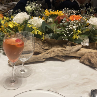 乾杯酒に色をつけてもらった