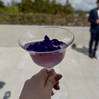 テラスでのウェルカムドリンク