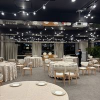 新しい披露宴。綺麗だけど天井が低めなのが気になる。
