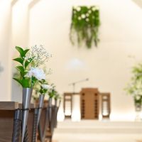 チャペル内
人前式の為、十字架をグリーンに変更