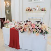 新郎新婦の席です。かわいく飾りつけていただきました。