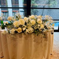 白と緑を基調とした装花。好きな花を伝えたらその通りにしてくだ